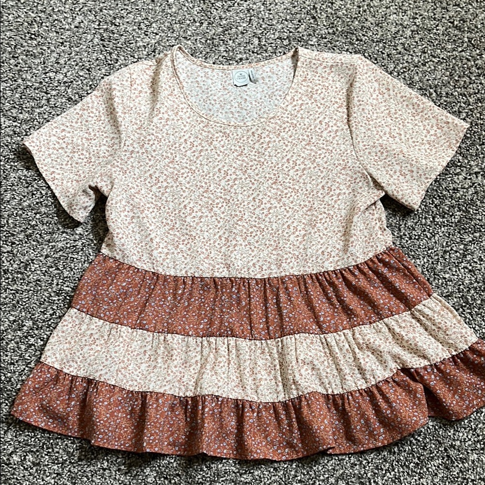 Floral Tiered Short Sleeve Top